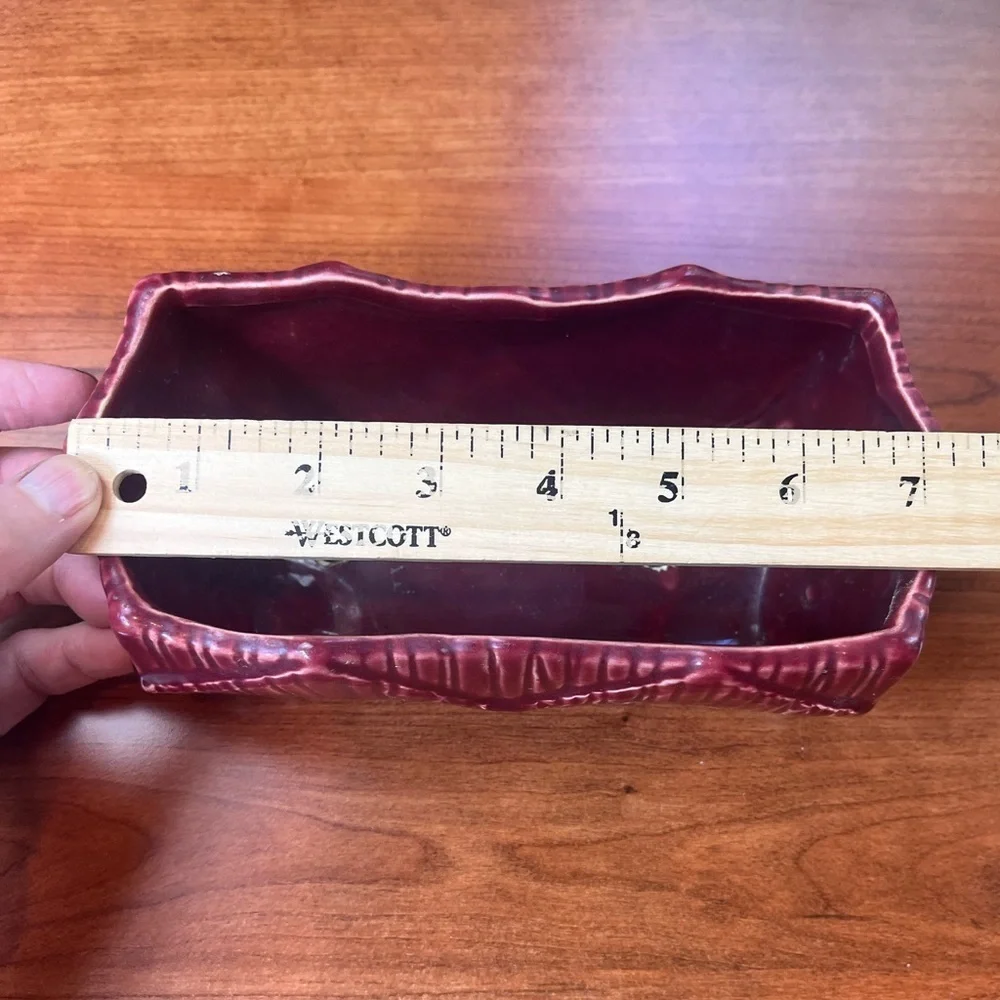McCoy Planter Pottery USA Burgundy Red Rectangle 7 x 3 x 3